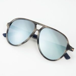 Gucci GG0423S 010 Pilot Sunglasses Gray/Black Blue Polarized 60mm New Authentic